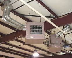 Hanging unit heater service for factories and warehouses